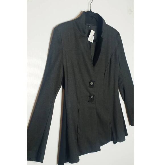 Elm Design Wool Blend Blazer Jacket 3 Large Lagenlook Stretch Corporate Goth - Picture 2 of 13